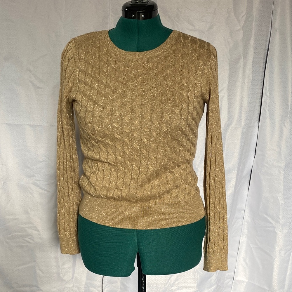 Talbots Shimmering Gold Cable Knit Sweater